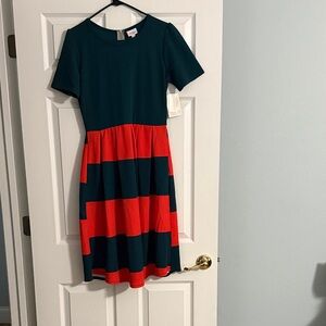 LuLaRoe Womens Dress in Red and Green